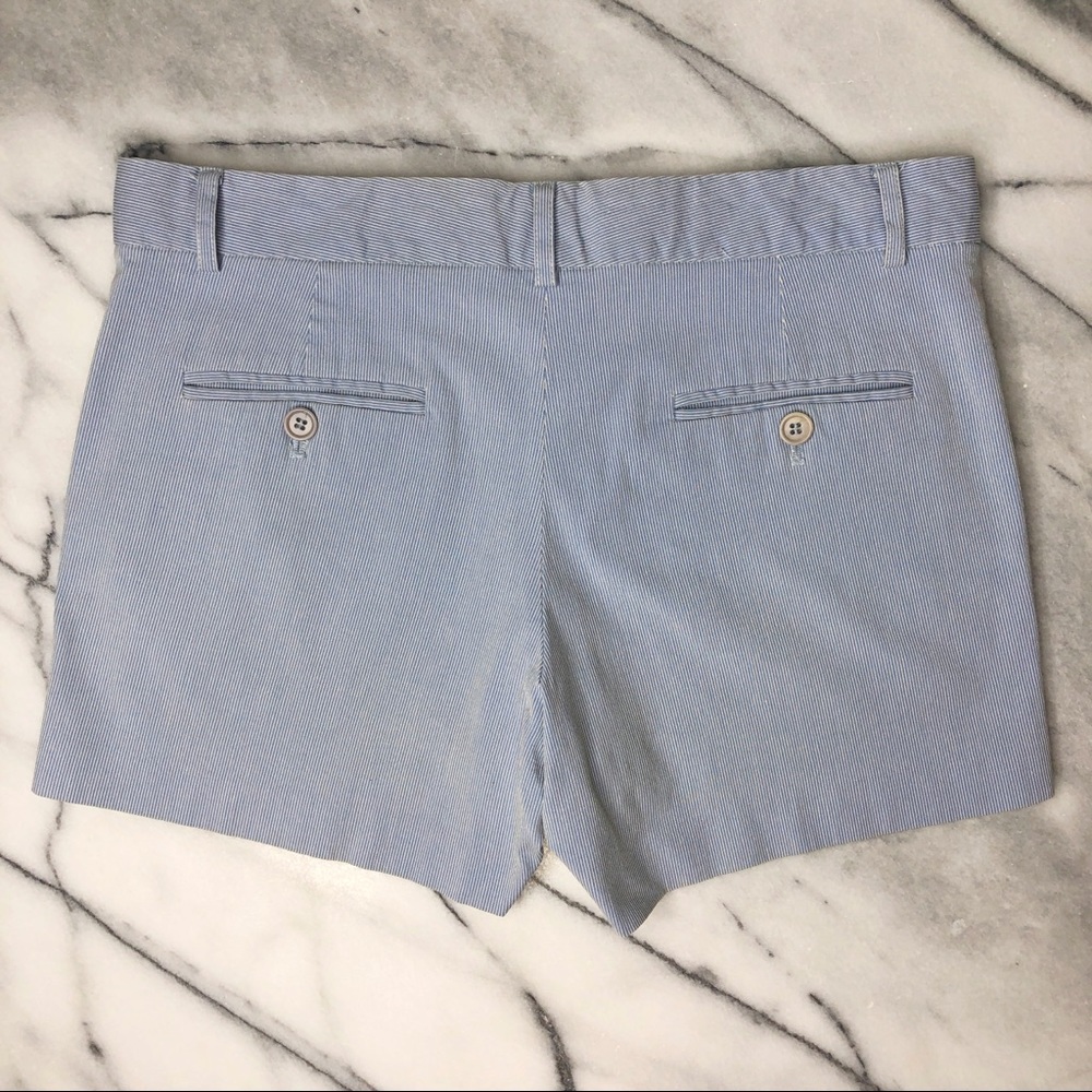 THEORY Seersucker Blue White Pinstripe Shorts 2